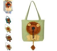 Lion Shaped Dog Bag, Lion Shaped Cat Bags, Pet Canvas Shoulder Bag. Suitable for Carrying Cats and Dogs Walks Travels (Light Green,L)