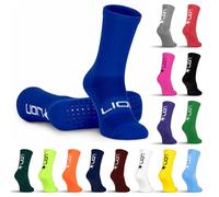 LION SPORTSWEAR Calcetines de fútbol para hombres, mujeres y niños, variedad de colores para combinar con tu equipo y calcetines de manga, azul real, S