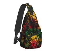Lion with CannabisLeaves Sling Bag para Mujeres Hombres, Crossbody Shoulder Bags Casual Sling Backpack Chest Bag Travel Senderismo Mochila para Exteriores