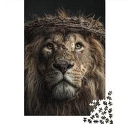 Lion with Crown of Thorns Puzzle Imposible,desafío for Adults Entretenimiento Creativo 1000 Piezas Obra De Arte De Juego De para Adultos Y Niños A Partir De 12 Años 52x38cm/1000pcs
