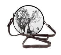 Lion With Wings Majestic - Bolso cruzado redondo de piel para mujer