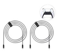 LIONCAST Cargador Mando de Carga Rápida 2 Cables para PS5 USB Tipo C 4 metros Sony PlayStation 5 | USB Cable Tipo C Mando Ps5 Dual Sense | Cable Cargador PS5 Nylon Trenzado
