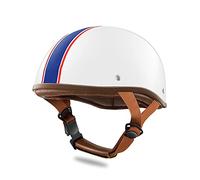LIONCIANO Casco De Moto Jet Abierto, Casco De Patinete Eléctrico, Casco Moto De Scooter, Cabeza Anticolisión De Casco para Mujer Hombre Adultos (Blanco Rayado)