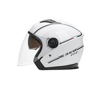 LIONCIANO Casco de Moto Jet Abierto, Casco de Patinete Eléctrico con Visera, Casco Moto de Scooter para Mujer Hombre Adultos(Blanco)