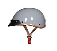 LIONCIANO Casco De Motocicleta para Adultos, Casco Abierto, ABS 709 Combinado con EPS, Hebilla De Barbilla De Liberación Rápida. Adecuado para Scooter Ciclomotor Chopper（Gris, M 53-54CM）