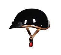 LIONCIANO Casco De Motocicleta para Adultos, Casco Abierto, ABS 709 Combinado con EPS, Hebilla De Barbilla De Liberación Rápida. Adecuado para Scooter Ciclomotor Chopper（Negro, L 55-56CM）