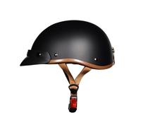 LIONCIANO Casco De Motocicleta para Adultos, Casco Abierto, ABS 709 Combinado con EPS, Hebilla De Barbilla De Liberación Rápida. Adecuado para Scooter Ciclomotor Chopper（Negro Mate, XL 57-58CM）