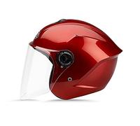 LIONCIANO Cascos De Motocicleta para Hombres y Mujeres, Cascos De Ciclomotor con Viseras.El Cabezal Anticolisión Protege La Seguridad Vial De Los Usuarios(Rojo Rubí)