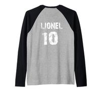 Lionel 10 - Impresión trasera Camiseta Manga Raglan
