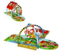 LIONELO Agnes 2en1 manta de gateo para el bebé, alfombra de juego para el bebé, 2 arcos de juego, casa de juego, libro de tela, juguetes de colores, cadena de sonajeros, fondo reforzado
