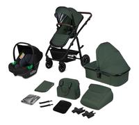 LIONELO Amber Coche de bebé multifuncional 3 en 1 Conjunto silla de paseo con el Asiento de Cubo e Capazo Manillar regulable Bolsa Mosquitero Protector de lluvia Asiento de coche