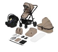 LIONELO Amber Coche de bebé multifuncional 3 en 1 Conjunto silla de paseo con el Asiento de Cubo e Capazo Manillar regulable Bolsa Mosquitero Protector de lluvia Asiento de coche (BLACK SILVER)