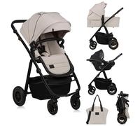 LIONELO AMBER PLUS 3 en 1 Carrito de bebe Multifuncional de 0 a 4 años hasta 22 kg con Capazo XL, Silla de coche hasta 13 kg, Respaldo Ajustable, Ruedas Grandes Todoterreno 360o Capota XXL