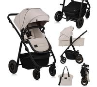 LIONELO AMBER PLUS Silla de paseo 2 en 1 de 0 a 4 años hasta 22kg con capazo XL, respaldo ajustable, arnés de 5 puntos, ruedas grandes 360o todo terreno, capota XXL, silla de paseo