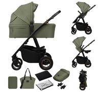 LIONELO AMBER PLUS Silla de paseo 2 en 1 de 0 a 4 años hasta 22kg con capazo XL, respaldo ajustable, arnés de 5 puntos, ruedas grandes 360o todo terreno, capota XXL, silla de paseo