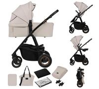 LIONELO AMBER PLUS Silla de paseo 2 en 1 de 0 a 4 años hasta 22kg con capazo XL, respaldo ajustable, arnés de 5 puntos, ruedas grandes 360o todo terreno, capota XXL, silla de paseo