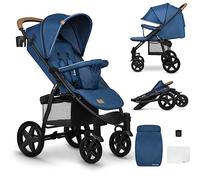 LIONELO Annet Plus - Cochecito desde el nacimiento hasta 22 kg ligero y plegable con respaldo reclinable hasta posición acostada, ruedas de espuma EVA, mosquitera, manta para pies, soporte para