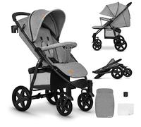 LIONELO Annet Silla de Pase Para niños hasta 22 kg 0-48M ajuste del respaldo hasta posición horizontal Capucha XXL Plegable fácil con ventana Mosquitera (Concrete)