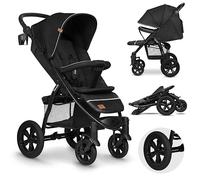 Lionelo Silla de paseo Annet Tour – hasta 22 kg, respaldo reclinable, capota XXL, 5 puntos – Negro