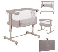 lionelo Aurora Cuna 3 en 1 hasta 9 kg, Cuna de colecho, Cama Mecedora, Ajuste de Altura e inclinación del colchón, 4 Ruedas con Freno, Colchón Ergonómico, Bolsa