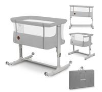 lionelo Aurora Cuna 3 en 1 hasta 9 kg, Cuna de colecho, Cuna Mecedora, Ajuste de Altura e inclinación del colchón, 4 Ruedas con Freno, Colchón Ergonómico, Bolsa