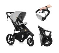 LIONELO AZURA Cochecito de Bebé para Correr desde 6 meses a 22 kg Carro Bebe Triciclo para Correr Respaldo Ajustable Posición Reclinada Ruedas Grandes Inflables Suspensión Completa Capota XXL (Grey)