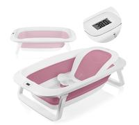LIONELO Babybubble - Bañera plegable para recién nacido, de 0 a 3 años, con termómetro y reductor, asiento de baño, portátil, de silicona, tapón de desagüe antideslizante, estable y compacto para