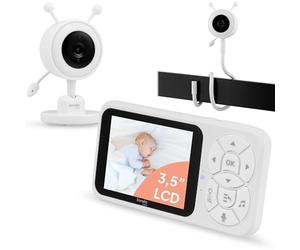lionelo Babyline 3.4 Monitor de Bebe con Camara, Pantalla 3,5", bateria 3000mAh, VOX, Audio bidireccional, Vision Nocturna, 4X Zoom, Temperatura, Nanas, sin WiFi