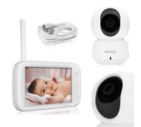 lionelo Babyline 9.1 - Vigilabebés electrónico con cámara giratoria 360° Full HD de 5 Pulgadas, Alcance de 50 m/300 m, comunicación bidireccional, batería de 8 h, función VOX, Acoplamiento de hasta 4