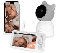 Lionelo Babyline 9.2 AI - Vigilabebés con cámara 2K y Monitor de 5 Pulgadas, WiFi de Doble Banda, detección de IA de vinos y Sombrero, Seguimiento de Movimiento, Sensor de Temperatura y Humedad
