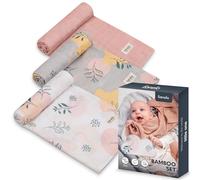 lionelo Bamboo Set 3 Piezas Mantas envolventes de bebé Naturales de algodón de bambú 70x70 Desde el Primer día de Vida, antibacterianas, antifúngicas, higroscópicas arrullo de bebé, Suave, Blando