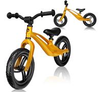 lionelo Bart Bicicleta sin Pedales de 2 años hasta 30kg, Cuadro de magnesio, al Estilo Deportivo, Ruedas 12", Altura de Manillar y sillín Regulable, Muy Robusta y Ligera (Amarillo, Bart)