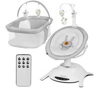 LIONELO Bella Set 2 en 1 - Balancín eléctrico para bebés de hasta 9 kg, respaldo ajustable, 5 velocidades de balancín, cinturón de seguridad antideslizante