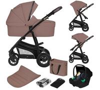 LIONELO BIANKA Cochecito de Bebé 3 en 1 (22 kg) Portabebés (9 kg) Silla de Coche (13 kg), Plegable, Sistema de Viaje Respaldo Ajustable Ruedas 360o Amortiguación, Capota XXL, Carrito de Bebe