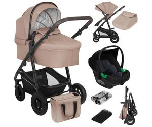 LIONELO BIANKA Cochecito de Bebé 3 en 1 (22 kg) Portabebés (9 kg) Silla de Coche (13 kg), Plegable, Sistema de Viaje Respaldo Ajustable Ruedas 360o Amortiguación, Capota XXL, Carrito de Bebe