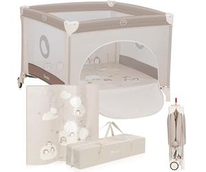 LIONELO BONNIE Parque Infantil Bebe hasta 15 kg, desde el Nacimiento hasta los 36 meses Acceso Lateral con Cremallera, Laterales de Malla Aireada, Plegado Rápido, Ruedas con Freno, Bolsa de Transporte