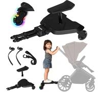 LIONELO Buggy Board Patín Carro Bebé Universal Asiento Desmontable, Reposapiés Universal, Niños de 2 a 5 años, Capacidad de 25 kg, Suspensión, Ruedas LED