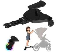 LIONELO Buggy Board Patín Carro Bebé Universal Asiento Desmontable, Reposapiés Universal, Niños de 2 a 5 años, Capacidad de 25 kg, Suspensión, Ruedas LED