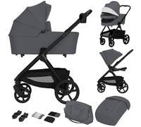 Lionelo Carmine 2 en 1 Carrito Bebé (0-4 Anos, 0-22 kg) Capazo y y Silla de Paseo, Ruedas GravelTech, Amortiguacion, Posición Reclinable, UPF50+, Ventilacion, Hebilla Magnetica, Asiento Reversible