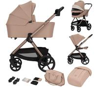 Lionelo Carmine 2 en 1 Carrito Bebé (0-4 Anos, 0-22 kg) Capazo y y Silla de Paseo, Ruedas GravelTech, Amortiguacion, Posición Reclinable, UPF50+, Ventilacion, Hebilla Magnetica, Asiento Reversible