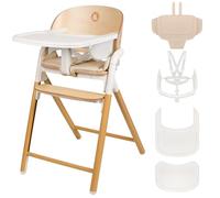 Lionelo Celia Trona Evolutiva de Madera 3-en-1 - Crece con el Niño (6 m-90 kg) | Reposapiés Ajustable, Arnés 5 Puntos, Cojín y Bandeja Fácil de Limpiar