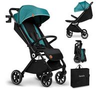 Lionelo Cochecito Cloe plegable hasta 22 kg, respaldo ajustable, arnés 5 puntos (verde)