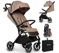 LIONELO Cloe Cochecito Plegable hasta 22 kg, Respaldo Ajustable Función Dormir, Arnés de 5 Puntos Ruedas Portavasos Ligero Compacto Impermeable, sillita, silla paseo ligera (beige)
