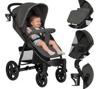 LIONELO Annet Silla de Pase Para niños hasta 22 kg 0-48M ajuste del respaldo hasta posición horizontal Capucha XXL Plegable fácil con ventana Mosquitera (Stone Caramel)