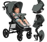 LIONELO Annet Silla de Pase Para niños hasta 22 kg 0-48M ajuste del respaldo hasta posición horizontal Capucha XXL Plegable fácil con ventana Mosquitera (Green)