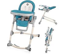 LIONELO Cora trona bebe plegable muy estable de 6 a 36 meses de hasta 15 kg, para bebés, trona alta ajustable para recién nacidos, bandeja extraíble, cinturones de seguridad (Ocean)