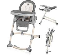 LIONELO Cora Trona plegable, trona bebe, tronas de bebe, para bebés, trona alta ajustable para recién nacidos, bandeja extraíble, de 6 a 36 meses, cinturones de seguridad, carga de hasta 15 kg (Grey)