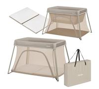 lionelo Cuna de Viaje Parque Cuna Bebe 3 en 1 Alice de 0 a 15 kg Colchón de Espuma, 2 Niveles de Altura, Plegable, Pequeña, Ligera, Entrada Lateral, Bolsa de Viaje