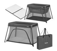 lionelo Cuna de Viaje Parque Cuna Bebe 3 en 1 Alice de 0 a 15 kg Colchón de Espuma, 2 Niveles de Altura, Plegable, Pequeña, Ligera, Entrada Lateral, Bolsa de Viaje