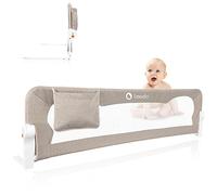 lionelo Eva Barrera para la Cama 150 x 42, Barandilla de Cama Portátil, Cinturones, de Seguridad Bloqueo, Compacta, Malla Transpirable, Plegado 180 Grados, Montaje Sencillo (Beige)